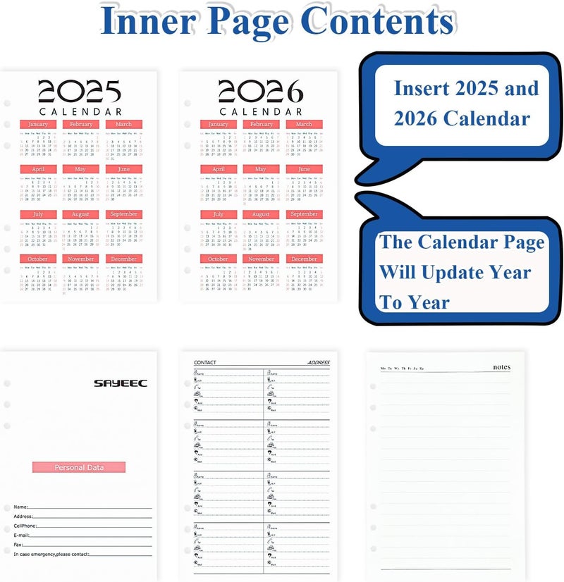 SAYEEC A5 Refill Paper Loose Leaf Lined Paper for A5 Planner Organizer 6 Holes Ring Binder Planner for Journals Notebooks Diaries Inserts, 80 Sheets - Image 3